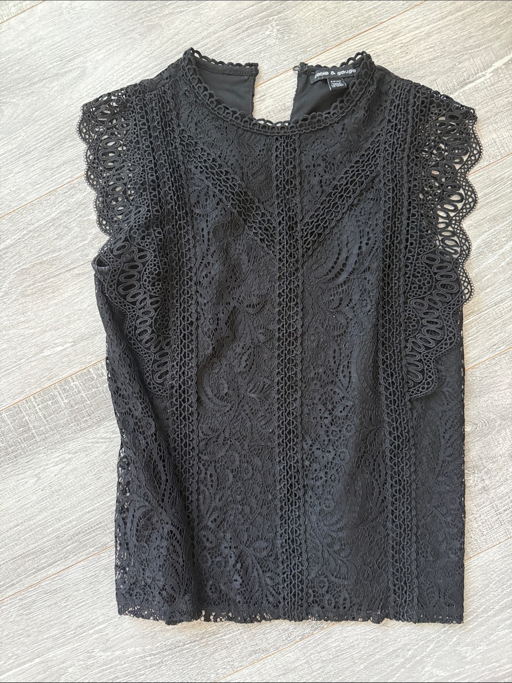 Cable & Gauge Black Crochet Lace Sleeveless Top